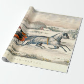 Classic 1853 Sleigh Ride Currier Ives Road Winter ラッピングペーパー (アンロールド)