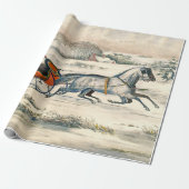 Classic 1853 Sleigh Ride Currier Ives Road Winter ラッピングペーパー (アンロールド)