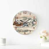 Classic 1853 Sleigh Ride Currier Ives Road Winter ラージ壁時計 (ホーム)