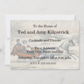 Classic 1853 Sleigh Ride Currier Ives Road Winter 招待状 (裏面)