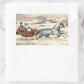Classic 1853 Sleigh Ride Currier Ives Road Winter 長方形シール (バッグ)