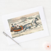 Classic 1853 Sleigh Ride Currier Ives Road Winter 長方形シール (封筒)