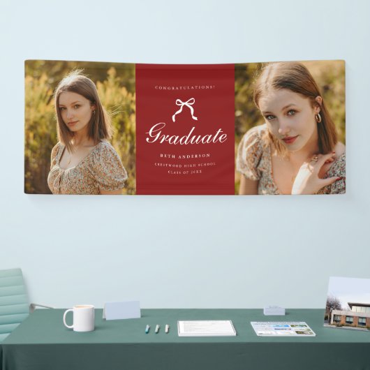 Classic 2-Photo Script Coquette Graduation Party 横断幕 (トレードショー)
