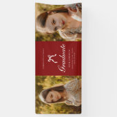 Classic 2-Photo Script Coquette Graduation Party 横断幕 (縦)