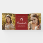 Classic 2-Photo Script Coquette Graduation Party 横断幕 (横)