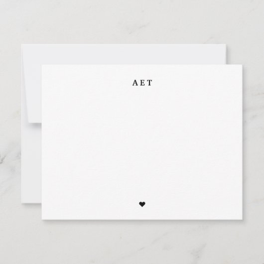 Classic 3 Initial Monogram with A Little Heart ノートカード (正面)