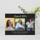 Classic 3 Photos Black Background Graduation Party 招待状 (スタンド正面)