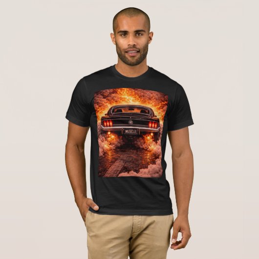 Classic 60s Fastback Muscle Car Burnout Tシャツ (正面フル)