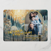 Classic Abstract Winter Wonderland Art Gold 箔シーズンカード (正面)