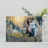 Classic Abstract Winter Wonderland Art Gold 箔シーズンカード (立ち正面)