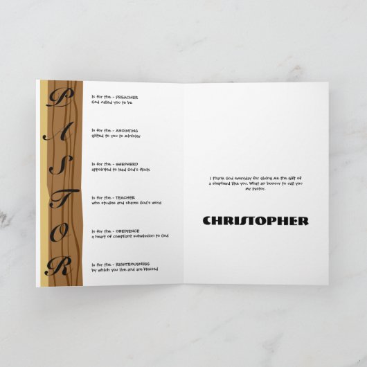 Classic Aged Paper Pastor Appreciation Card カード (内部)