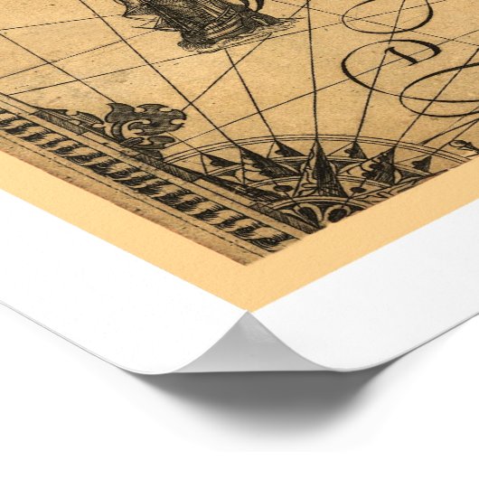 Classic America Map 1600 ポスター (角)