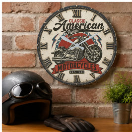 Classic American Motorcycles Vintage Cruiser ラージ壁時計