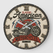 Classic American Motorcycles Vintage Cruiser ラージ壁時計 (正面)