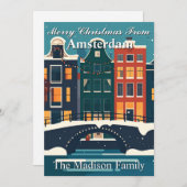 Classic Amsterdam Christmas Family Canal Houses シーズンカード (正面/裏面)