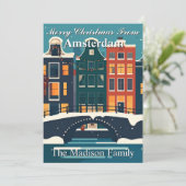 Classic Amsterdam Christmas Family Canal Houses シーズンカード (スタンド正面)