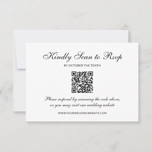 Classic and Formal Black | QR Code Wedding 出欠カード (正面)
