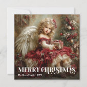 Classic Angelic Victorian Christmas Card Deep Red シーズンカード (正面)