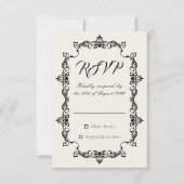 Classic Antique Ivory Ornately Framed Wedding RSVP (正面)