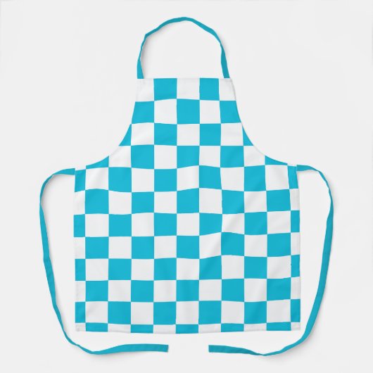 Classic aqua blue checkerboard エプロン (正面)