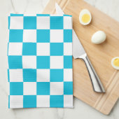 Classic aqua blue checkerboard キッチンタオル (四つ折り)