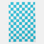 Classic aqua blue checkerboard キッチンタオル (縦)