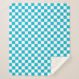 Classic aqua blue checkerboard シェルパブランケット