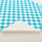 Classic aqua blue checkerboard シェルパブランケット (3/4)