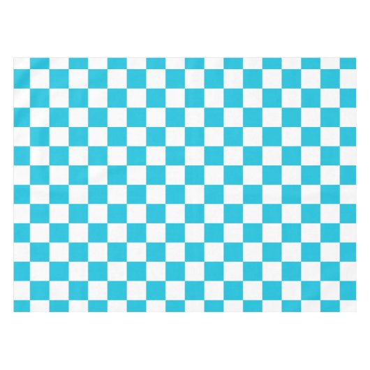 Classic aqua blue checkerboard テーブルクロス (正面(横))
