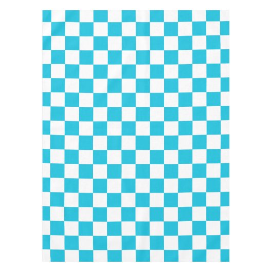 Classic aqua blue checkerboard テーブルクロス (正面)