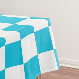 Classic aqua blue checkerboard テーブルクロス