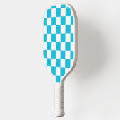 Classic aqua blue checkerboard ピックルボールラケット (左)