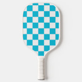 Classic aqua blue checkerboard ピックルボールラケット (正面)