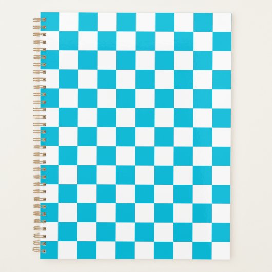 Classic aqua blue checkerboard プランナー手帳 (正面)