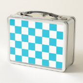 Classic aqua blue checkerboard メタルランチボックス (裏面)
