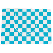Classic aqua blue checkerboard ラージペーパーバッグ (正面)