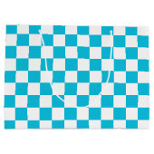 Classic aqua blue checkerboard ラージペーパーバッグ (裏面)