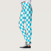 Classic aqua blue checkerboard レギンス (左)
