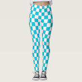Classic aqua blue checkerboard レギンス (正面)