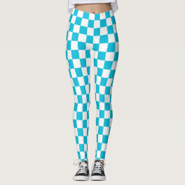 Classic aqua blue checkerboard レギンス