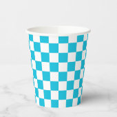 Classic aqua blue checkerboard 紙コップ (左)