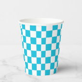 Classic aqua blue checkerboard 紙コップ (右)