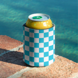 Classic aqua blue checkerboard 缶クーラー