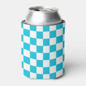 Classic aqua blue checkerboard 缶クーラー (缶正面)