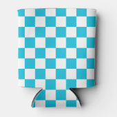 Classic aqua blue checkerboard 缶クーラー (正面)