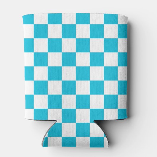 Classic aqua blue checkerboard 缶クーラー (裏面)