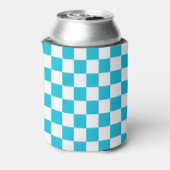 Classic aqua blue checkerboard 缶クーラー (缶裏面)