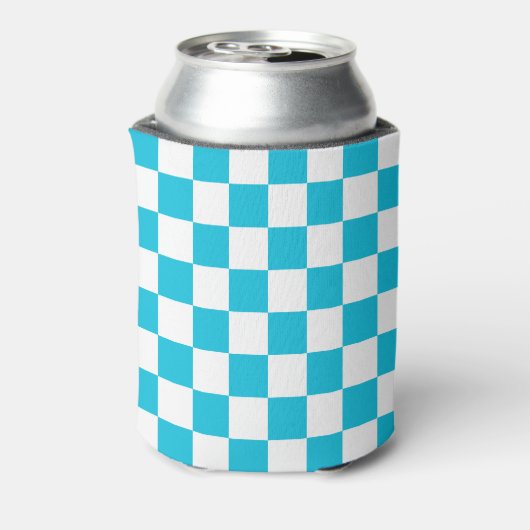 Classic aqua blue checkerboard 缶クーラー (缶裏面)