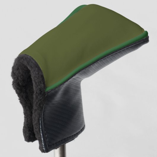 Classic Army Green Golf Putter Cover with Style ゴルフヘッドカバー (3/4 正面)