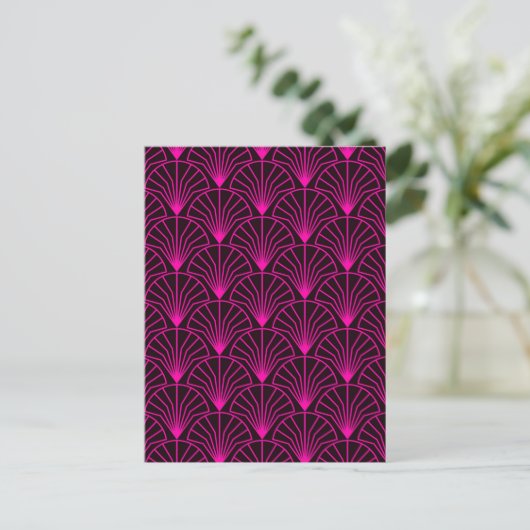 Classic Art Deco Pattern in Pink and Black ポストカード (スタンド正面)